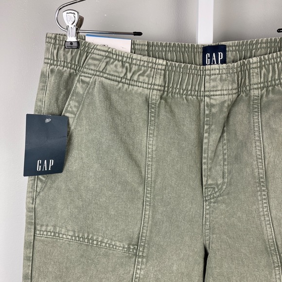 GAP Wide Leg Pull-On Pants Womens L Olive Green 100% Cotton New NWT - Picture 3 of 7